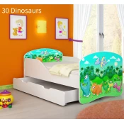 Djecji krevet ACMA s motivom + ladica 140x70 cm 30-dinosaurs