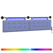 Vidaxl Viseče vzglavje postelje Z LED svetlobo Jeans modra Blago