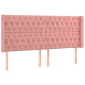 Vidaxl Vzglavje z ušesi roza 203x16x118/128 cm žamet