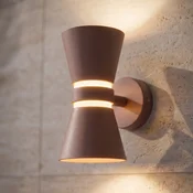 Lucande LED zunanja stenska svetilka Meravi, rjava, 2-žarilna, IP44 - Sodobni - rjava, bela - Aluminij