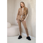 Kesi Womens cotton set with stripe and welts camel