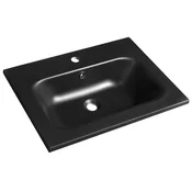 SIDRA Cultured Marble Washbasin 61x46cm, black matt - Črna - 61x14,2x46 cm - Sapho - SIDRA - 24 - Liti marmor - Pravokotnik - 610 - 142 - 460 - 14