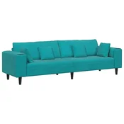 Vidaxl Kavč Turkizna 250 x 77 x 76 cm Žamet