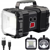 Aku. pravokotna polnilna LED ročna svetilka + USB powerbank 10Ah