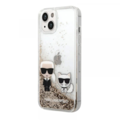 Maska Karl Lagerfeld Hc Liquid Glitter Karl&Choupette za iPhone 14 Plus zlatna
