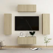 4-dijelni set TV ormarica boja hrasta sonome konstruirano drvo