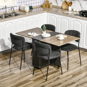 HOMCOM HOMCOM zložljiva pravokotna jedilna miza iz iverne plošče z dvema predaloma, omarico in šestimi kolesi, za največ 6 oseb, 140x76x74cm, lesena barva, (20754082)