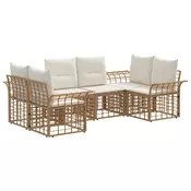 Set vanjskih sofa 6 pcs Prirodna i krema bijela Poliester