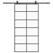 Vidaxl Drsna vrata z opremo črna 102x205 cm ESG steklo