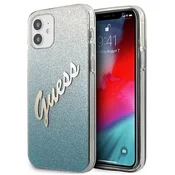 Guess Etui Guess Glitter Gradient Script za iPhone 12 mini - modro