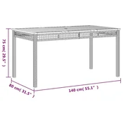 Vidaxl Vrtna miza črna 140x80x75 cm poli ratan in akacijev les