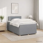 vidaXL Postelja boxspring z vzmetnico Svetlo siva 120 x 190 cm Blago