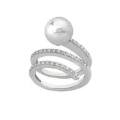 Ženski majorica solfeo beli biserni srebrni prsten 10 mm 55 mm ( 15574.01.2.915 010.1 )