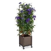 Northix Kotni sadilnik z rešetko ratan videz kolesa 80x40x140cm