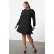Trendyol Curve Black Basic Long Sleeve Hidden Zipper Mini Woven Plus Size Dress
