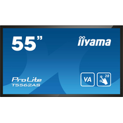 IIYAMA T5562AS-B1 4k UHD LCD 55inch 20 Points PCAP 500cd/m2 5000:1 3840x2160 AG RS232C 16GB eMMC 2GB RAM