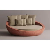 Casa Padrino luxury concrete lounger island beige/red A� 180 cm - Garden & hotel furniture