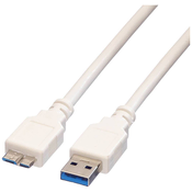 VALUE Value USB kabel USB 3.2 gen. 1 (USB 3.0) USB-A vtič\, USB-mikro-B 3.0 vtič 3.00 m bela zaščiten 11.99.8877, (20416448)