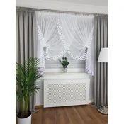 Že izdelana bela voile zavesa 300x150 cm z gipur čipko in nabiralnim trakom