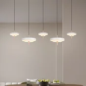 Trio Lighting LED viseča svetilka Keaton, svetlo siva, dolžina 140 cm, CCT, 5-svetilna. - Dnevna soba/jedilnica - svetlo siva, bela - Kovina
