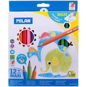 Set olovaka u boji Milan Maxi - Hexagonal, 12 boja + šiljilo