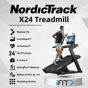 NordicTrack X24 Treadmill – tekalna steza – 4,25 CHP – od -3% do 40% naklona – 24” HD zaslon na dotik – gratis iFit letna naročnina