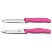 Nož za zelenjavo Victorinox 6.7795.2C1, set 2 nožev, ravno in valovito rezilo, 10 cm, roza