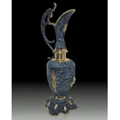 Casa Padrino luxury baroque vase in wine jug shape blue/gold H. 45 cm - Baroque decoration accessories