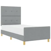 Vidaxl Konstrukcija postelje z vzglavjem Svetlo siva 90 x 200 cm blago