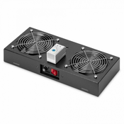 Digitus hladilna enota 2x ventilator s termostatom črna DN-19 FAN-2-WM-T-SW