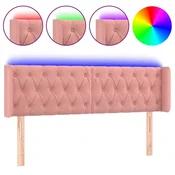 Vidaxl LED posteljno vzglavje roza 163x16x78/88 cm žamet