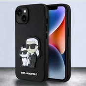 Infostyle Ovitek Karl Lagerfeld Saffiano - Karl and Choupette za iPhone 13 (KLHCP13MSANKCPK; KLHCP14SSANKCPK) Črna/PC + TPU silikon
