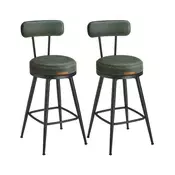 Songmics Set barskih stolov vrtljiv barski stol z naslonom 54x54x91 cm zelene barve