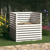 vidaXL Kompostnik bel 100x100x102 cm trdna borovina