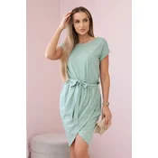 Tied dress with envelope dark mint