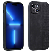 Premium ovitek Cube Leather za iPhone 15 Plus z vgrajeno zaščito zadnjih kamer - graphite black