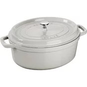 Oval Cocotte cooking pot, cast iron, 31cm/5.5L, White Truffle - Staub