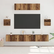 Set TV komoda Zidne 7 pcs Staro drvo Konstruirano drvo