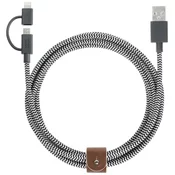 Kabel NATIVE UNION - Belt Cable Twin Head 2m, Zebra (BELT-KV-UL-ZEB)