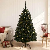 Umetna božična jelka temno zelena z bučkami 150 cm 150 LED