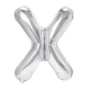 Folijski balon črka X srebrne barve 40 cm