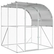 vidaXL Hiša za kokoši Srebrna 200 x 200 x 215 cm Pocinkano jeklo