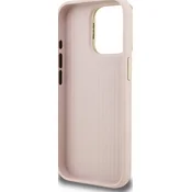 Guess PU Grained 4G Logo stojalo z okvirjem zadnji ovitek za iPhone 15 Pro Max roza