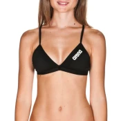 Womens swimwear arena solid tie back top black/white 32