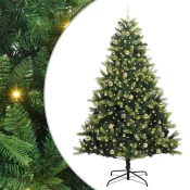 Vidaxl Umjetno hinged božično drevo 300 LED Zelena 240 cm PVC in PE