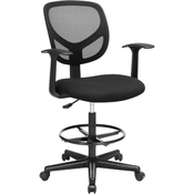 Ergonomski pisarniški stol z naslonjali za roke, višina sedišča 55-75 cm, Črn | SONGMICS