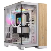 Corsair Gaming kucište 6500X, Mid-Tower, 2 komore, kaljeno staklo, bez napajanja, Bela - bambus drvo