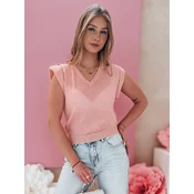 Sweter damski one size krótki SELFINA jasnoróżowy Dstreet