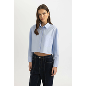 DEFACTO Crop Shirt Collar Oxford Long Sleeve Shirt