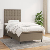 Greatstore Box spring postelja z vzmetnico taupe 80x200 cm blago